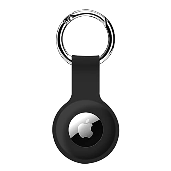 Holder Case for AirTags Ultra Light Silicone Sleeve for AirTags Durable Anti-Scratch Protective Skin Cover with Anti-Losing Keychain Ring Accessory Compatible with Apple AirTags 2021 Black