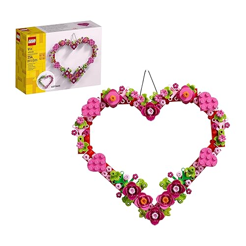 LEGO Heart Ornament Building Toy Kit, Heart Shaped Arrangement of Artificial Flowers, Great Gift for Loved Ones, Unique Arts & Crafts Activity for Kids, Girls and Boys Ages 9 and Up, 40638 - Multicolor