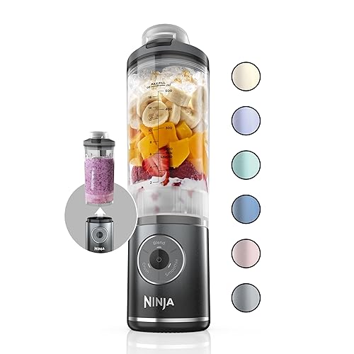 Ninja Blast Max, Portable Blender + Twist & Go, Personal Blender, Ninja Blender, Smoothie, Blend, Ice Crush, 3 Programs, Cordless, 22 oz removable Vessel, Dishwasher Safe, Leakproof, Grey, BC251GY - Gray