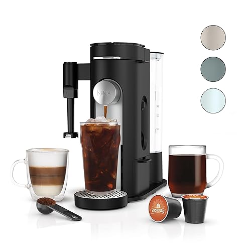Ninja Pod & Grounds Specialty Single-Serve Coffee Maker, K-Cup Pod Compatible, Brews Grounds, Compact Design, Built-In Milk Frother, 56-oz. Reservoir, 6-oz. Cup to 24-oz. Mug Sizes, Black, PB051 - Black