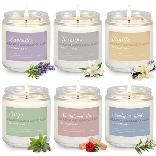 6 Pack Candles for Home Scented Aromatherapy Candles Gifts Set for Women, Lavender Candle, 37.8 oz 300 Hour Long Lasting Candles, Stocking Stuffers, Birthday, Valentine, Christmas, Anniversary Present - 6 Packs Scented