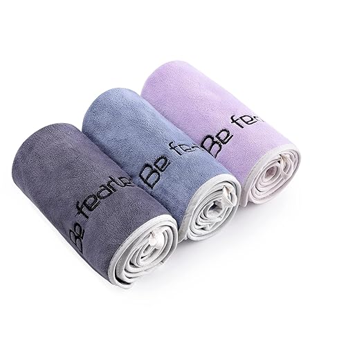 BOBOR Gym Towels Set, Microfiber Sports Towel for Men and Women, Super Soft and Quick-Drying 3-Pack Set Towel, for Tennis, Yoga, Cycling, Swimming (1Blue+1Purple+1Gray, 14" x 29") - 1blue+1purple+1gray - 14" x 29"