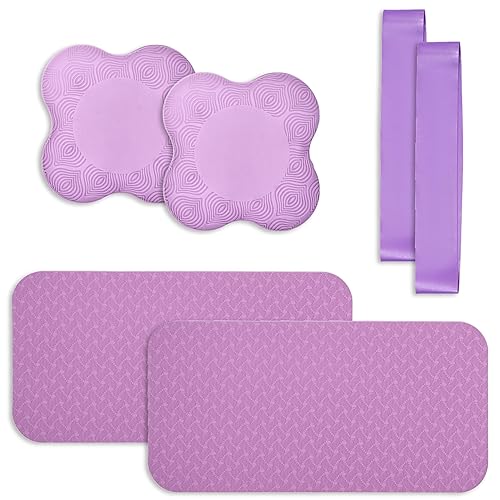Yoga Knee Support Pad for Women Pilates Kneeling Cushion | Elbows Wrist Hands Head Foam Extra Thick Men Exercise Knees Pads Set of 6 Pieces - Purple