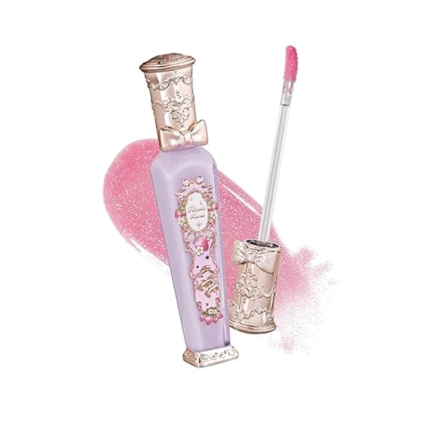 Flower Knows Violet Strawberry Rococo Glowy Lip Gloss-Moisturizing Tinted Lip Oil-Hydrating Glitter Lip Makeup for Girls&Women-Vegan & Cruelty-Free-0.12 Fl Oz,1 Count (G03 Berry Bomb)