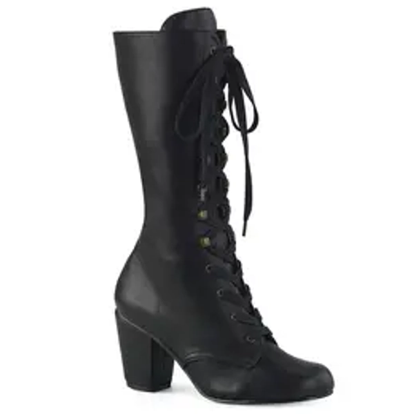 Demonia Vivika-205 Black Vegan Leather Knee-high Boots
