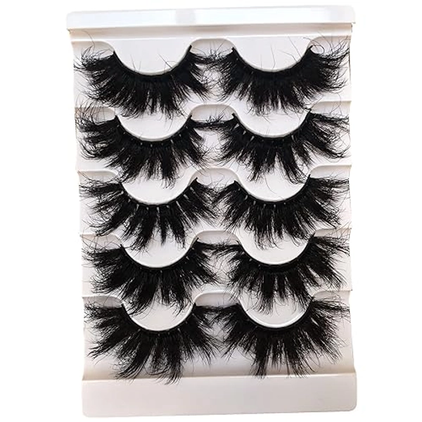 Gmagictobo False Eyelashes Fluffy 25MM Lashes Dramatic Faux 3D Mink Lashes Pack Long Thick Volume Criss-Crossed Soft False Lashes 5 Pairs Multipack