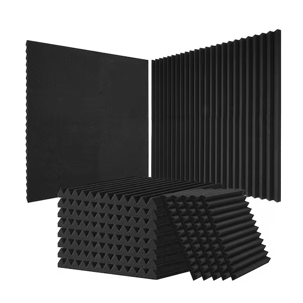 VEVOR Acoustic Foam Panels 52 Pack 12 x 12 x 1 in. High Density Soundproof Wall Panels Acoustic Panels Black Polyurethane FZZSPMBHSL12HEFGQV0