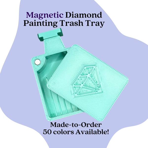 MADE TO ORDER Diamond Painting Trash Tray | Cover Minder w/ Magnetic Lid & Plug | Magnetic Diamond Art Tool | 3D Printed Accessory