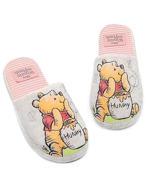 Disney Winnie The Pooh Slippers for Women | Ladies Adults Pooh Bear OR Eeyore House Shoes Merchandise for Her | Foam Slip On