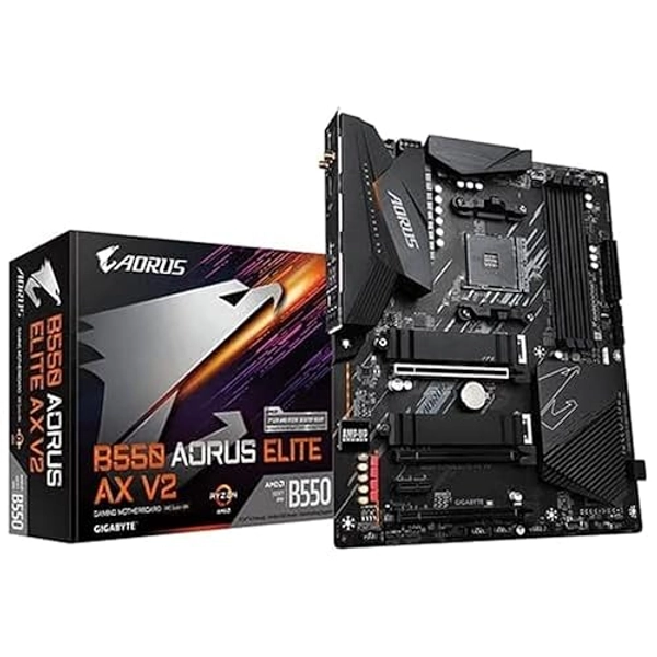 GIGABYTE B550 AORUS ELITE AX V2 Motherboard, Supports AMD AM4 Ryzen 5000 Processors, ATX, DDR4, Dual M.2, SATA 6Gb/s, 2.4/5 GHz Dual-Band, 2.5 GbE LAN, PCIe 4.0 - B550 AORUS ELITE AX V2