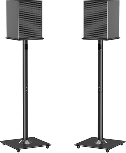 ELIVED Universal Lautsprecherständer 785mm-Höhe mit Glassockel für Satellitenlautsprecher Regallautsprecher, Integriertes Kabelmanagement für Teufel JBL Sony usw. 10kg Tragkraf, 1 Paar - feste Höhe