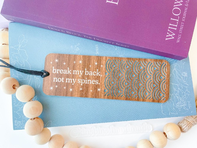 Break My Back Not My Spines - Faux Wood Bookmark | Purple