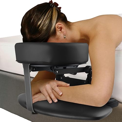 TOROKOM Adjustable Headrest Face Pillow Cradle & Face Cushion Support Bracket, Headrest Face Cushion Face Pillow, Salon Home Mattress Massage Kit (Black) - Black