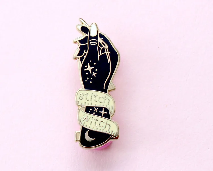 Stitch witch enamel pin Witch craft witch Crafty enamel pin Craft pin Sewing pin Gift for sewer Wicca gift Crafter Maker enamel pin Sewing