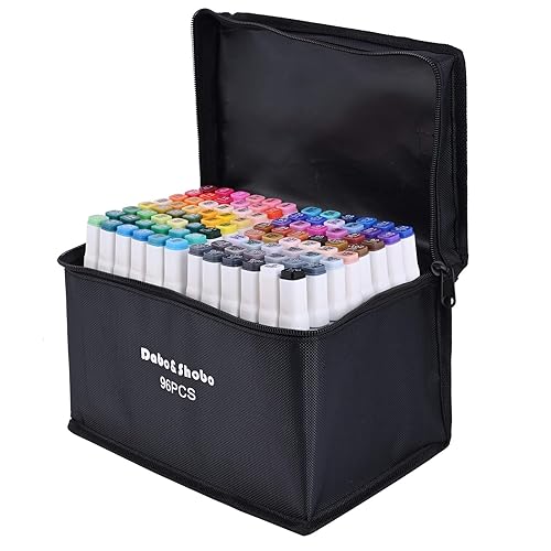 Dabo&Shobo 96 Colors Alcohol Marker, Drawing Markers, Dual Tip Markers, Fine & Chisel Coloring Marker, Chisel Coloring Markers For Adult Coloring And Sketching