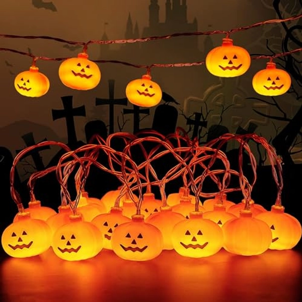KAILEDI Halloween String Lights, LED Pumpkin Lights, Holiday Lights for Outdoor Decor,2 Modes Steady/Flickering Lights(20 One Pumpkin Lights, 9.8 feet) (Pumpkin)