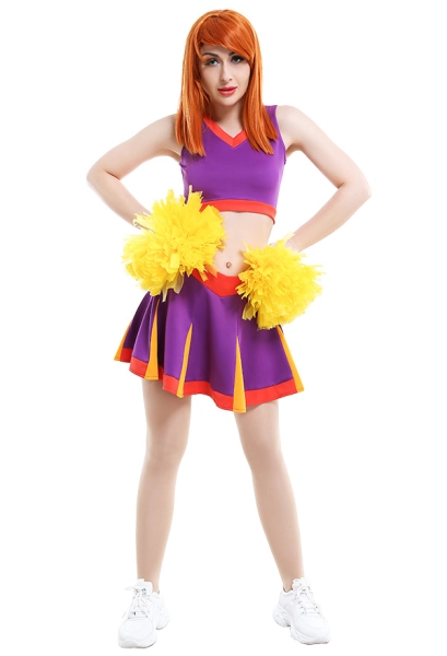 Kim Possible Style Cheerleader Kim Ann Possible Sportswear Cheerleading Uniform Top and Skirt Outfit Cosplay Costume