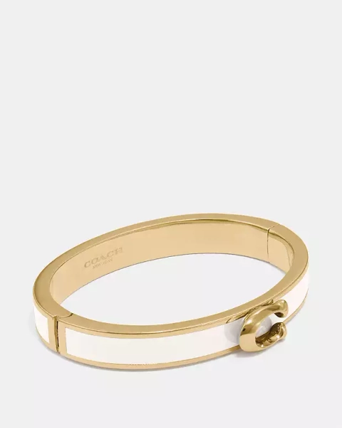 Gold/Chalk Signature Push Hinged Bangle