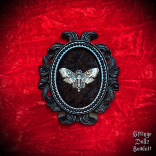 Small gothic death moth frame, gothic home decor, luxury gothic frame, Strange Dollz Boudoir - Wall hanging