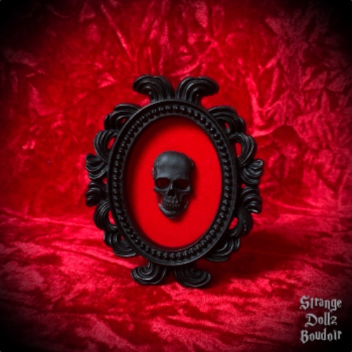 Contrast skull frame, gothic home decor, small ornate frame, Strange Dollz Boudoir - Wall hanging