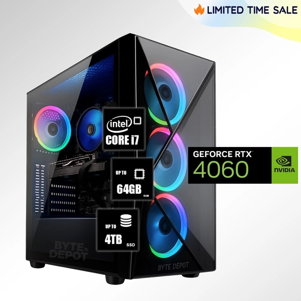 Gaming PC Desktop Computer i7, Up to 64GB RAM 4TB SSD NVIDIA GeForce RTX 4060