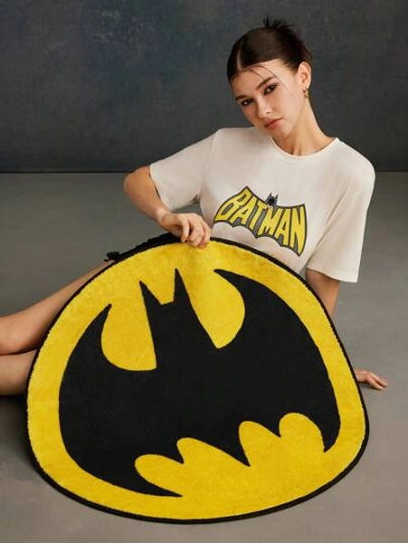 BATMAN X SHEIN 1pc Bat Logo Pattern Round Carpet