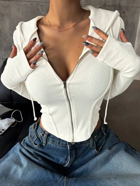 DAZY Schlanker Outdoor Zip-Hoodie T-Shirt für den Sommer, Freizeitkleidung, Herbstkleidung, Schulkleidung