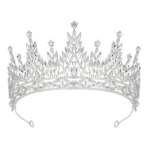 SWEETV Tiaras and Crowns for Women, Wedding Tiara for Bride, Rhinestone Queen Crown, Crystal Costume Hair Accessories for Birthday Prom Quinceanera Celebration