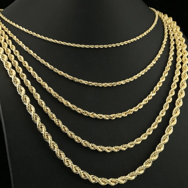Semi-Solid Rope Chains - Lasercut (3mm, 4.4mm, 8.2mm) - Donj Jewellery