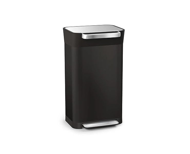 Joseph Joseph Intelligent Waste Titan Trash Can Compactor Kitchen Bin with Odour Filter, Holds Up to 90L/23.7 Gallons After Compaction, Black, 30L/7.9 Gallons