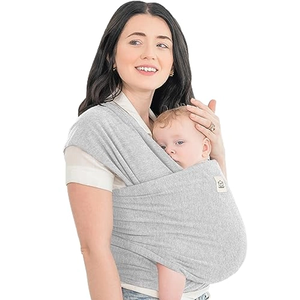 KeaBabies Baby Wrap Carrier - All in 1 Original Breathable Baby Sling, Lightweight,Hands Free Baby Carrier Sling, Baby Carrier Wrap, Baby Carriers for Newborn,Baby Wraps Carrier (Light Heather)