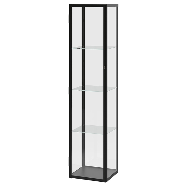 BLÅLIDEN Glass-door cabinet - black 35x32x151 cm