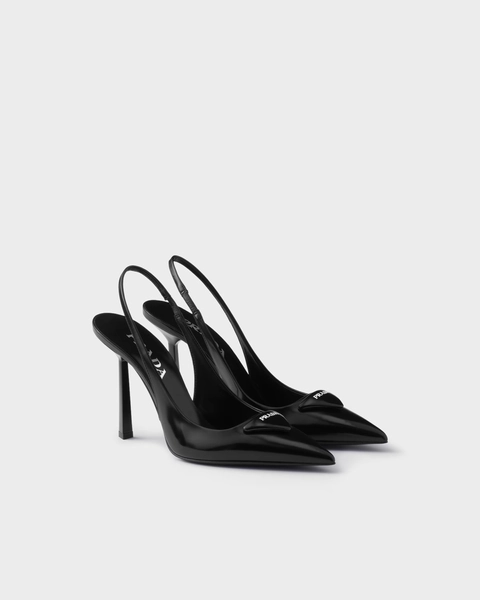 Slingback-Pumps aus gebürstetem Leder
