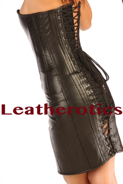 Robe Corset Bustier Noire En Cuir