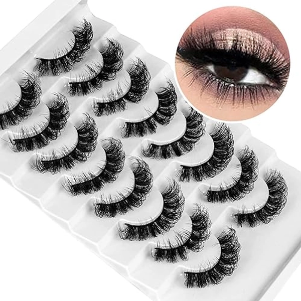 Leipple False Eyelashes 8 Pairs - Professional Reusable 8D Lashes - Natural Wispy Thick Fluffy Fake Eyelashes Faux Eyelashes (QZ-04)