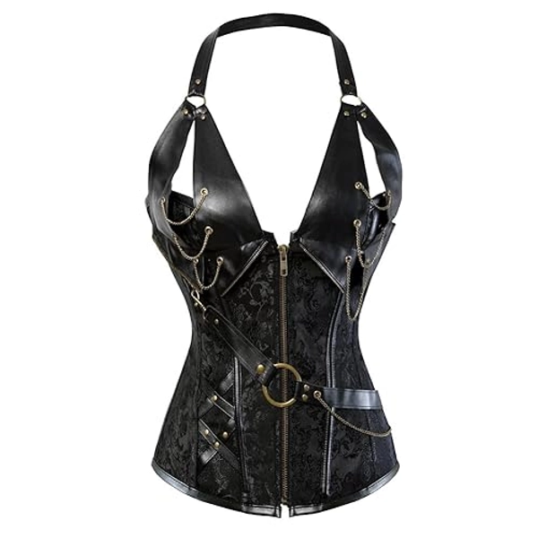 Grebrafan Cuir Corset Bustier Femme Steampunk