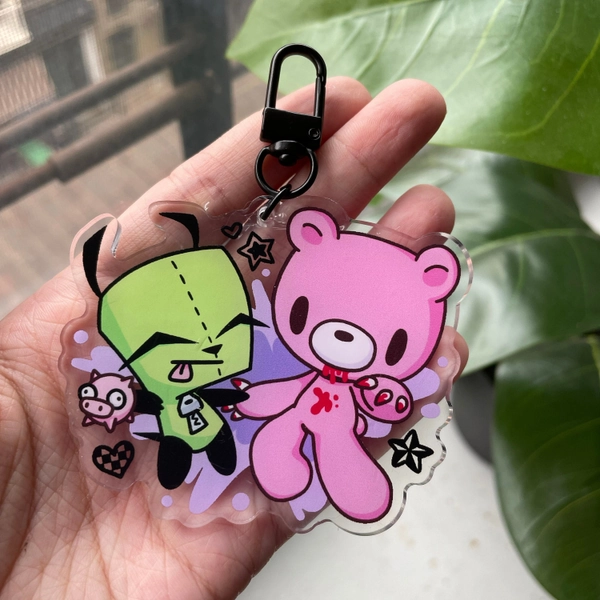Gir and Gloomy Charm | cartoon y2k early 2000s mall goth scenecore alt scene randomcore webcore punk grunge anime furry pink green