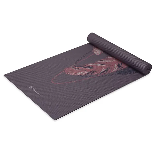 Gaiam Yoga Mat - Premium 6mm Print Extra Thick Non Slip Exercise & Fitness Mat for All Types of Yoga, Pilates & Floor Workouts (68"L x 24"W x 6mm Thick) - Lilac Feathers