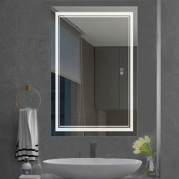 NeuType 36 x 24 Inch LED Bathroom Mirror LED Mirror for Bathroom, Bathroom Mirror with Lights, Brightness Adjustment, with Anti-Fog Functin, with Touch Switch, Hanging Horizontally or Vertically