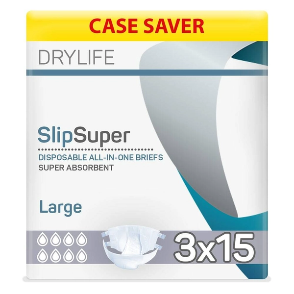Drylife Slip Super (PE Backed) - Large - Case - 3 Packs of 15