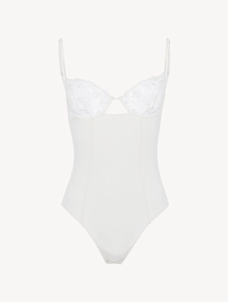 Bodysuit in Lys with embroidered tulle