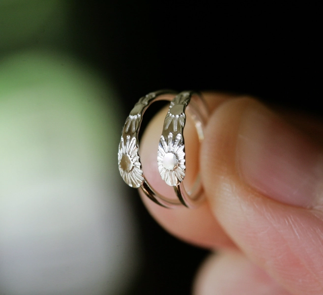 silver sun hoop earrings-handmade endless hoops- dainty sunshine earrings- celestial jewelry- SILVER ENDLESS SUN- in solid sterling silver