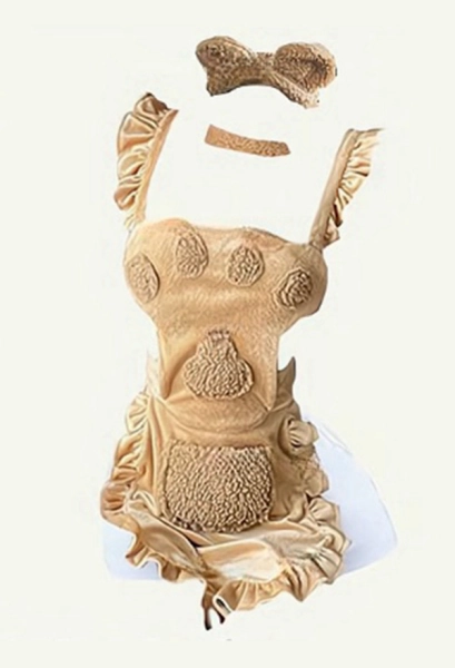 Kawaii Maid Sexy Lingerie Set Plush Bear Apron and White Shorts with Headband Neckband