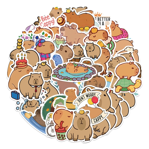 Capybara Stickers Cute Capybara Laptop Decal Waterproof Vinyl Stickers 50 PCS