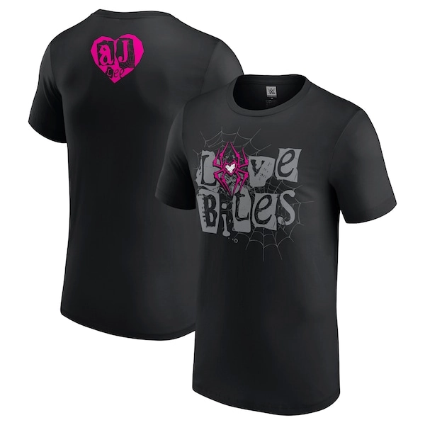Men's Black AJ Lee Love Bites Retro T-Shirt
