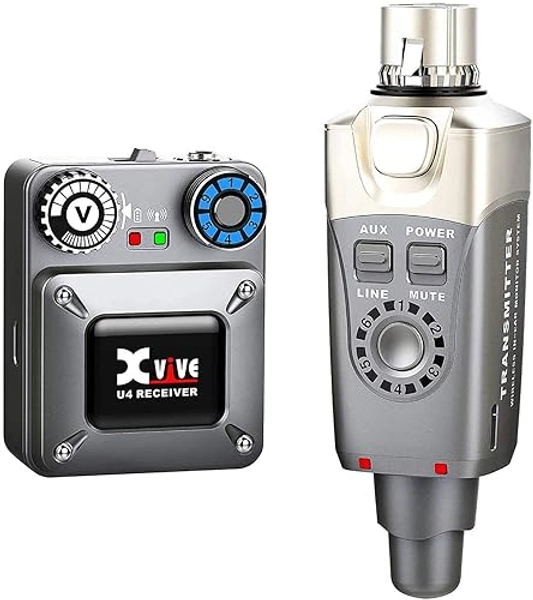 Xvive U4 Wireless In Ear Monitor, Sistema inalámbrico Profesional para monitorización de Auriculares in-Ear, Compuesto por 1 emisor y 1 Receptor