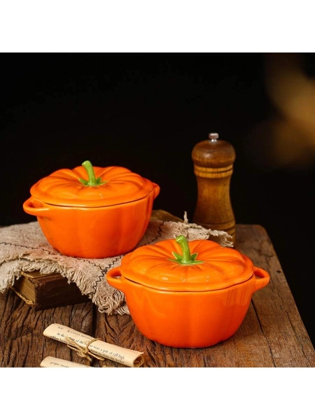 1set Pumpkin Shaped Salad Bowl With Lid,Kitchen,Christmas Gift