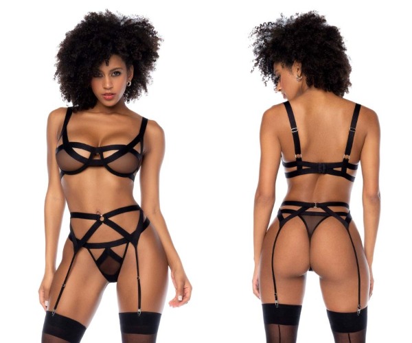 Mapale 2774 Three Piece Lingerie Set Color Black - S/M / Black