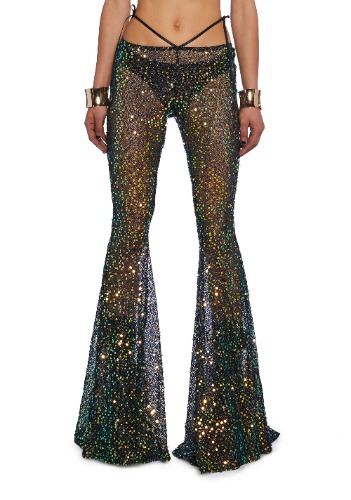 Sunlit Oracles Sequin Flares | BLACK / X-Small