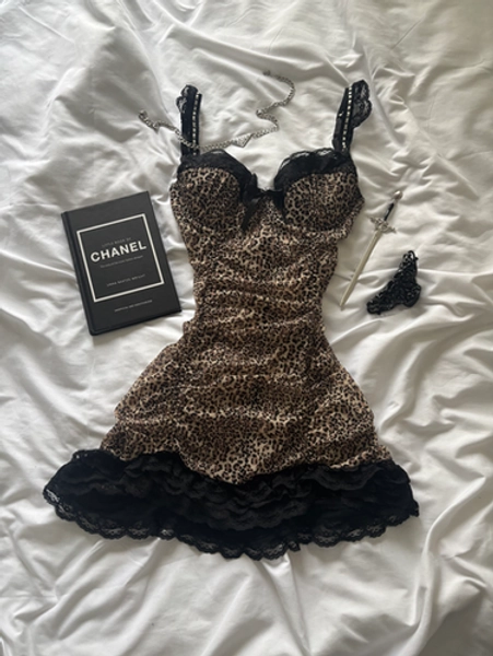 Evangeline May | Leopard Print Dark Elegance Dollette Evening Dress